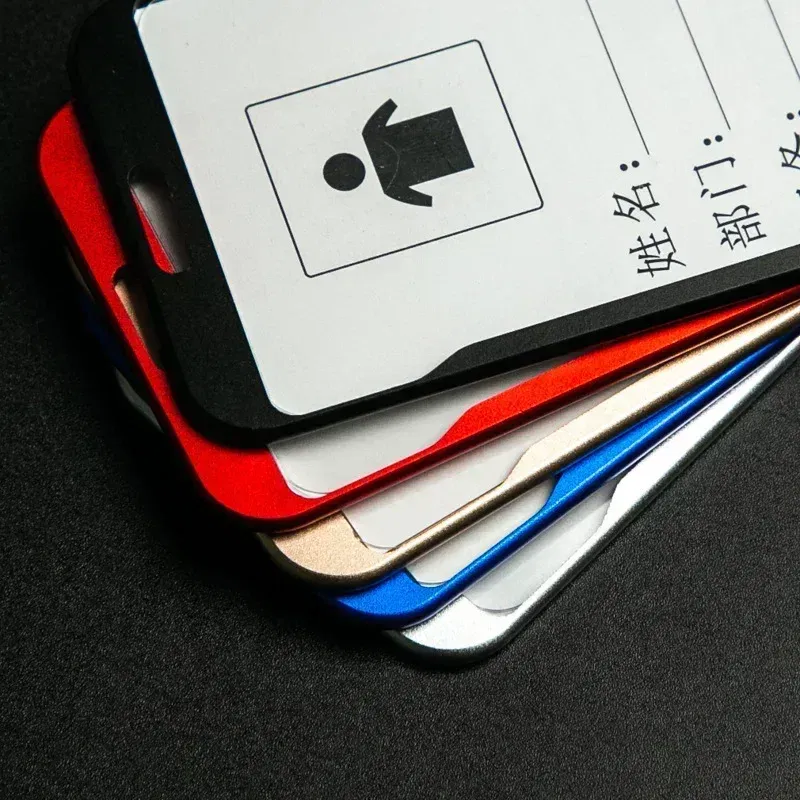 Color: MULTI - Aluminum Alloy Card Cover Case Women Men Work Name Bank ID Card Holders Business Badge Case Credit Card Badge Case Bag Pouch