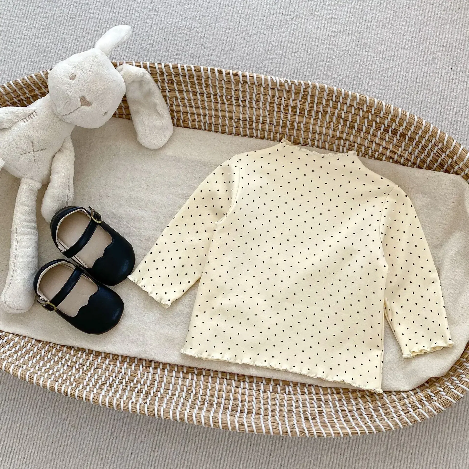 Color: SKY BLUE, Kid Size: 9M - New Baby Long Sleeve T Shirt Girls Cotton Casual Tees Infant Ruffled Versatile Shirts Kids Floral Striped Bottoming Tops