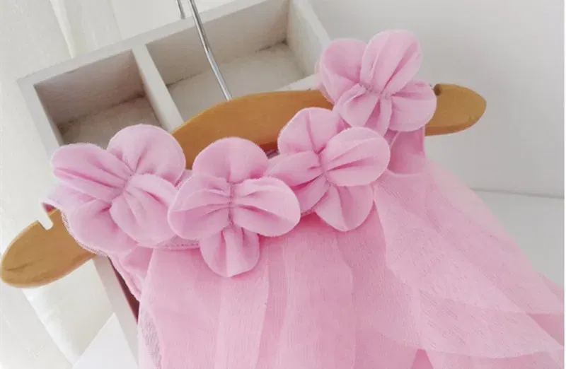 Color: WHITE, Kid Size: 3M - Summer Sleeveless Girls Chiffon Dress Flowers Kids Girl Birthday Party Dresses Baby Clothes Vestidos