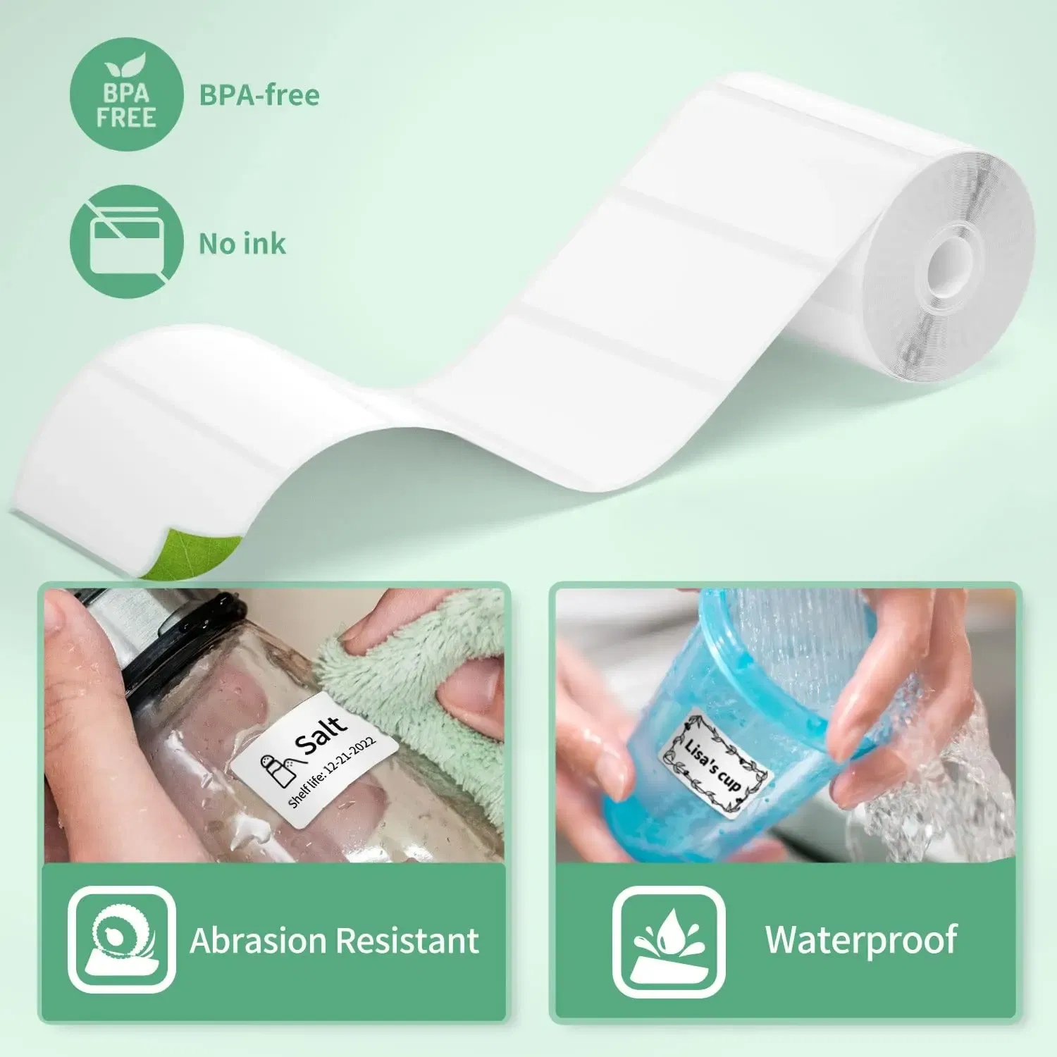Color: WHITE - Label Maker Paper Phomemo M110 Label for Small Business Multi-Purpose Thermal Sticker for Phomemo M110 M221 M200 M220 Printer