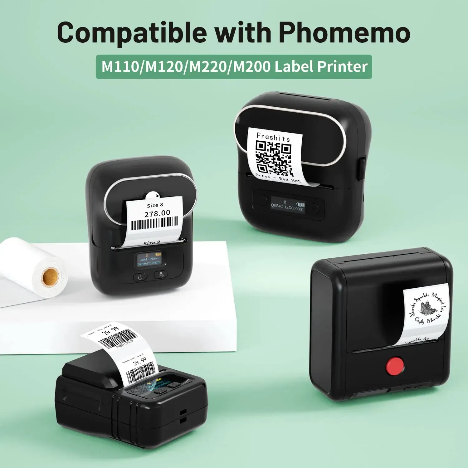 Color: WHITE - Label Maker Paper Phomemo M110 Label for Small Business Multi-Purpose Thermal Sticker for Phomemo M110 M221 M200 M220 Printer
