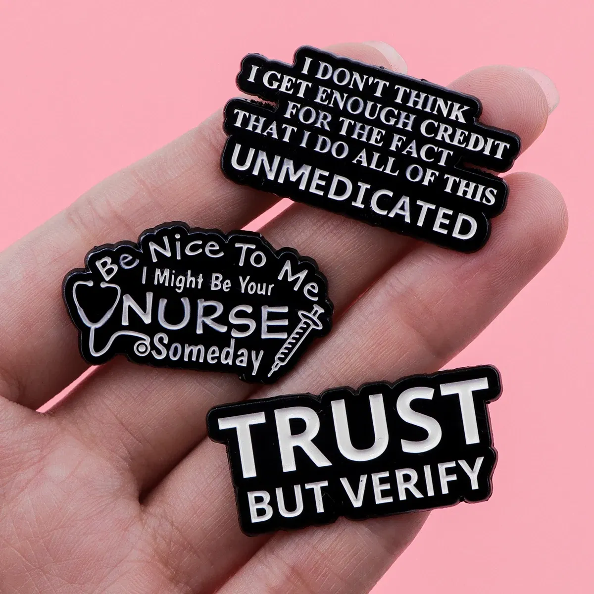 Metal color: Platinum Plated - Funny Quotes Enamel Pins Skeleton Women's Brooches Men Lapel Pins Badge on Backpack Costume Accessories Phrase Jewelry Gifts