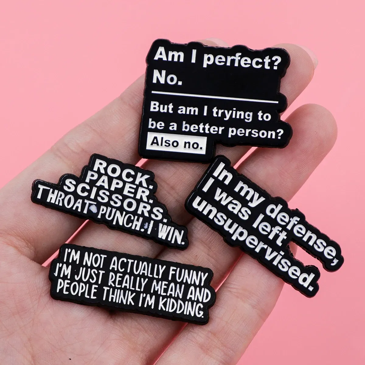 Metal color: Platinum Plated - Funny Quotes Enamel Pins Skeleton Women's Brooches Men Lapel Pins Badge on Backpack Costume Accessories Phrase Jewelry Gifts