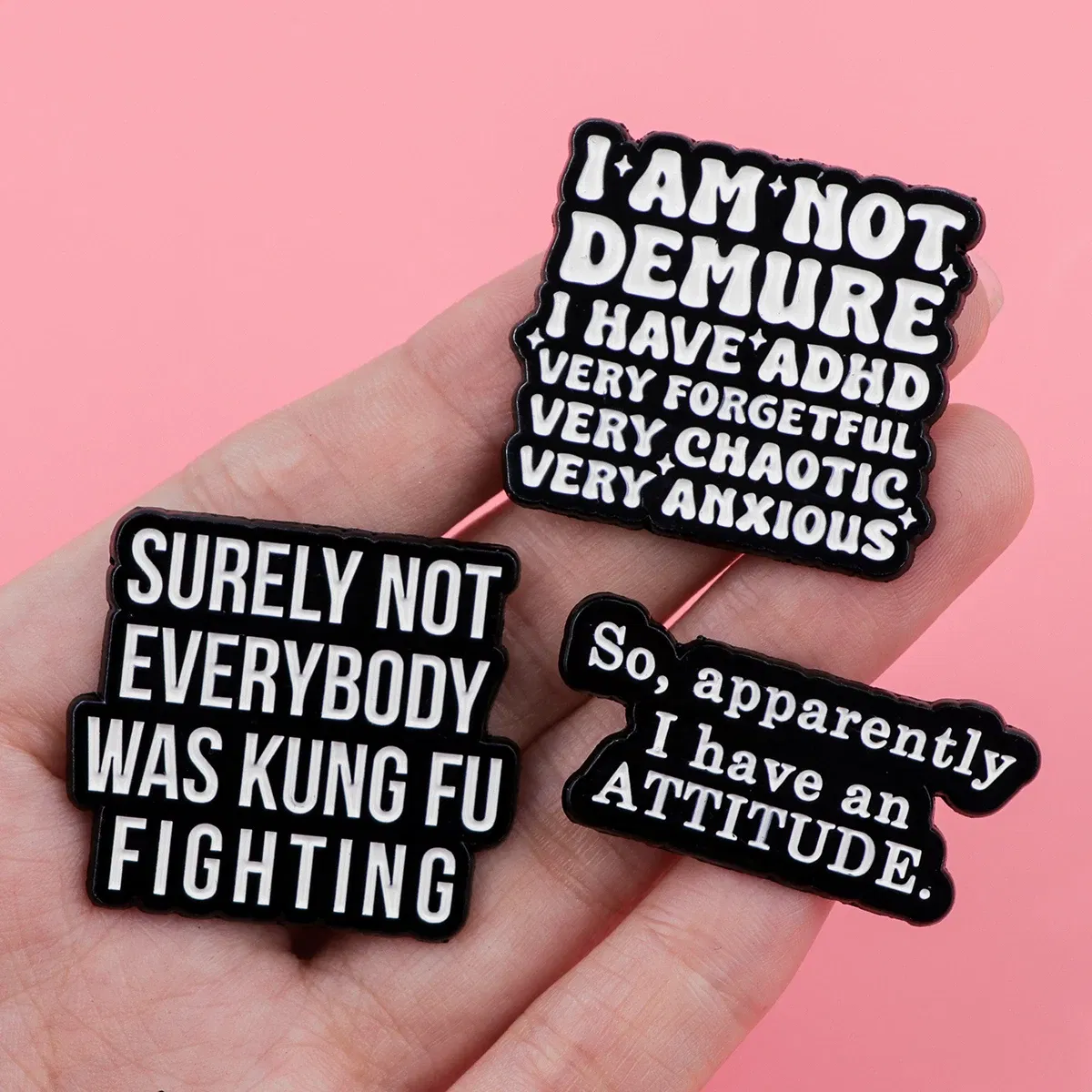 Metal color: Platinum Plated - Funny Quotes Enamel Pins Skeleton Women's Brooches Men Lapel Pins Badge on Backpack Costume Accessories Phrase Jewelry Gifts