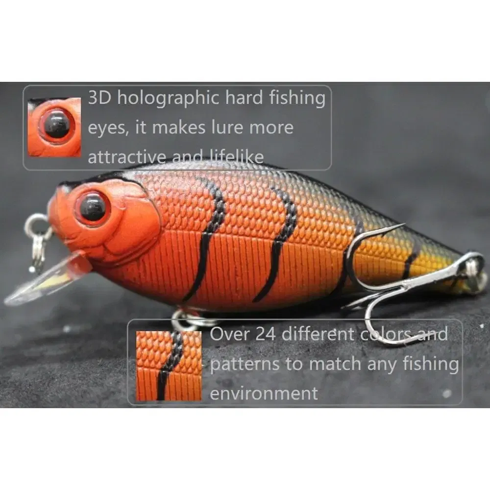 Color: Clear Gold - wLure Crankbait Fishing Lure 6.5cm 7.4g Flat Body Wide Wobbler Musky Bait Floating Tank Tested Hard Bait Variant Colors C547