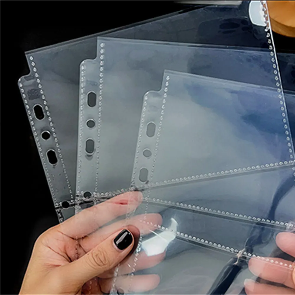 Color: green - A5 3/7 Ring Photocards Binder Sleeve 1/2/4/6 Pockets Clear Acid Free 6x4 Photo Album Refill Pages Trading Card Postcard Sleeve