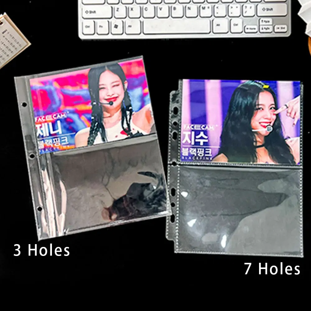 Color: green - A5 3/7 Ring Photocards Binder Sleeve 1/2/4/6 Pockets Clear Acid Free 6x4 Photo Album Refill Pages Trading Card Postcard Sleeve