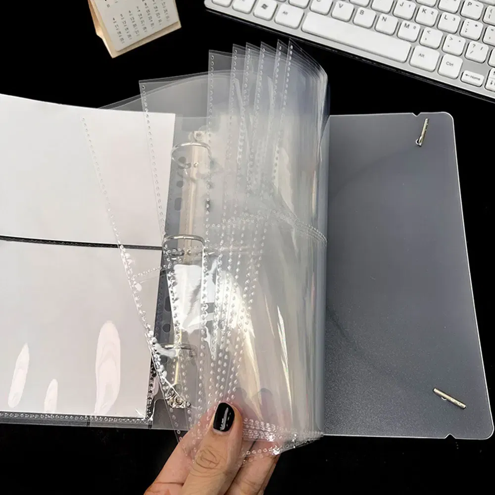 Color: green - A5 3/7 Ring Photocards Binder Sleeve 1/2/4/6 Pockets Clear Acid Free 6x4 Photo Album Refill Pages Trading Card Postcard Sleeve