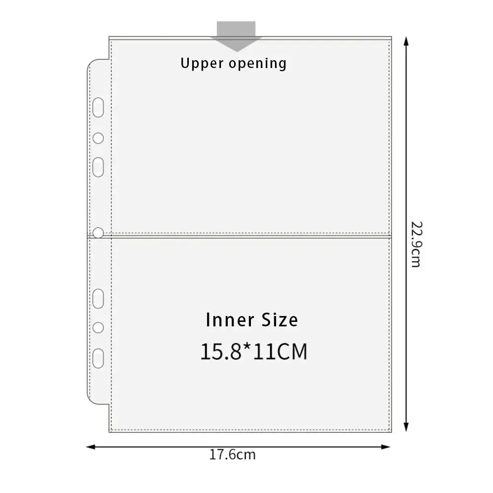 Color: green - A5 3/7 Ring Photocards Binder Sleeve 1/2/4/6 Pockets Clear Acid Free 6x4 Photo Album Refill Pages Trading Card Postcard Sleeve