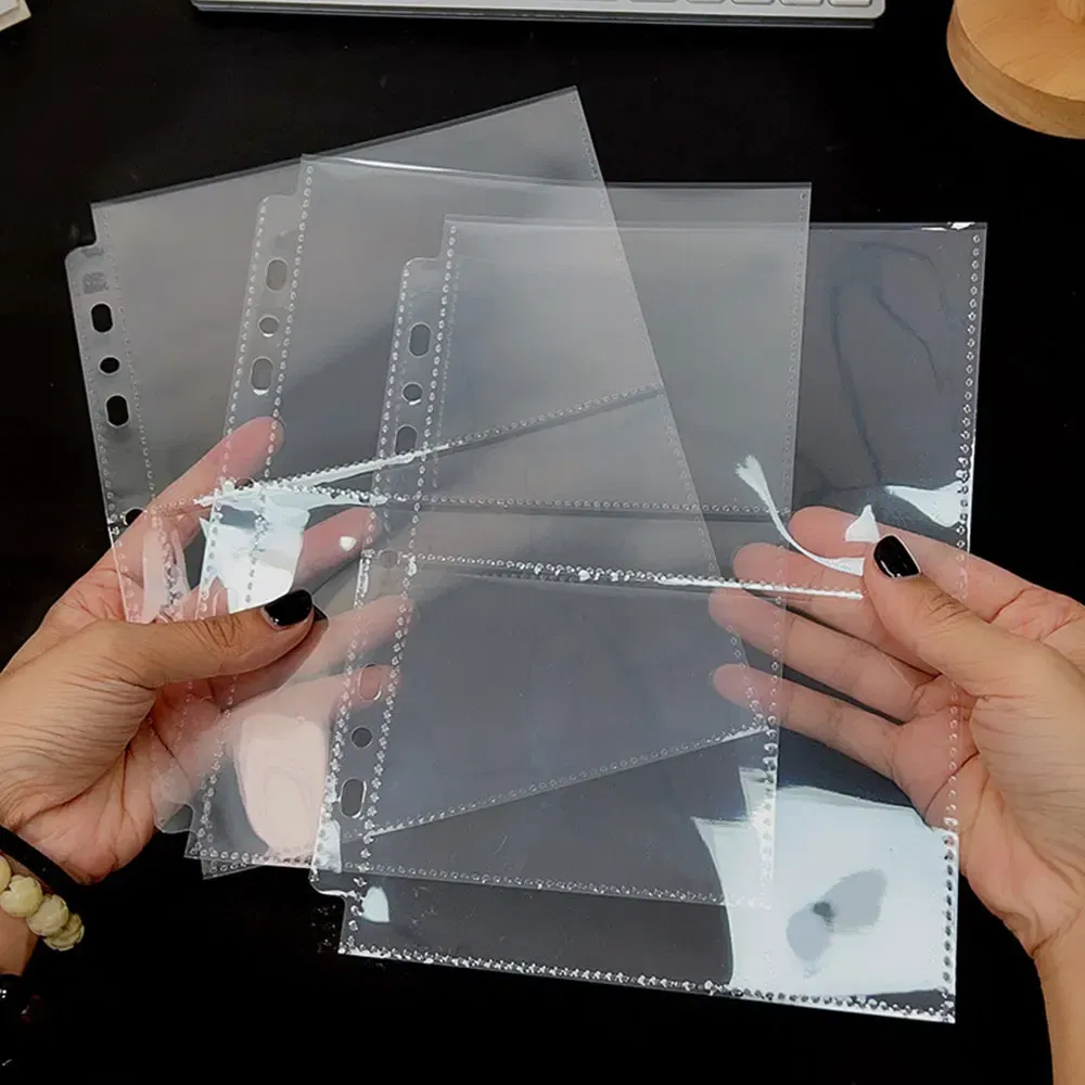 Color: green - A5 3/7 Ring Photocards Binder Sleeve 1/2/4/6 Pockets Clear Acid Free 6x4 Photo Album Refill Pages Trading Card Postcard Sleeve