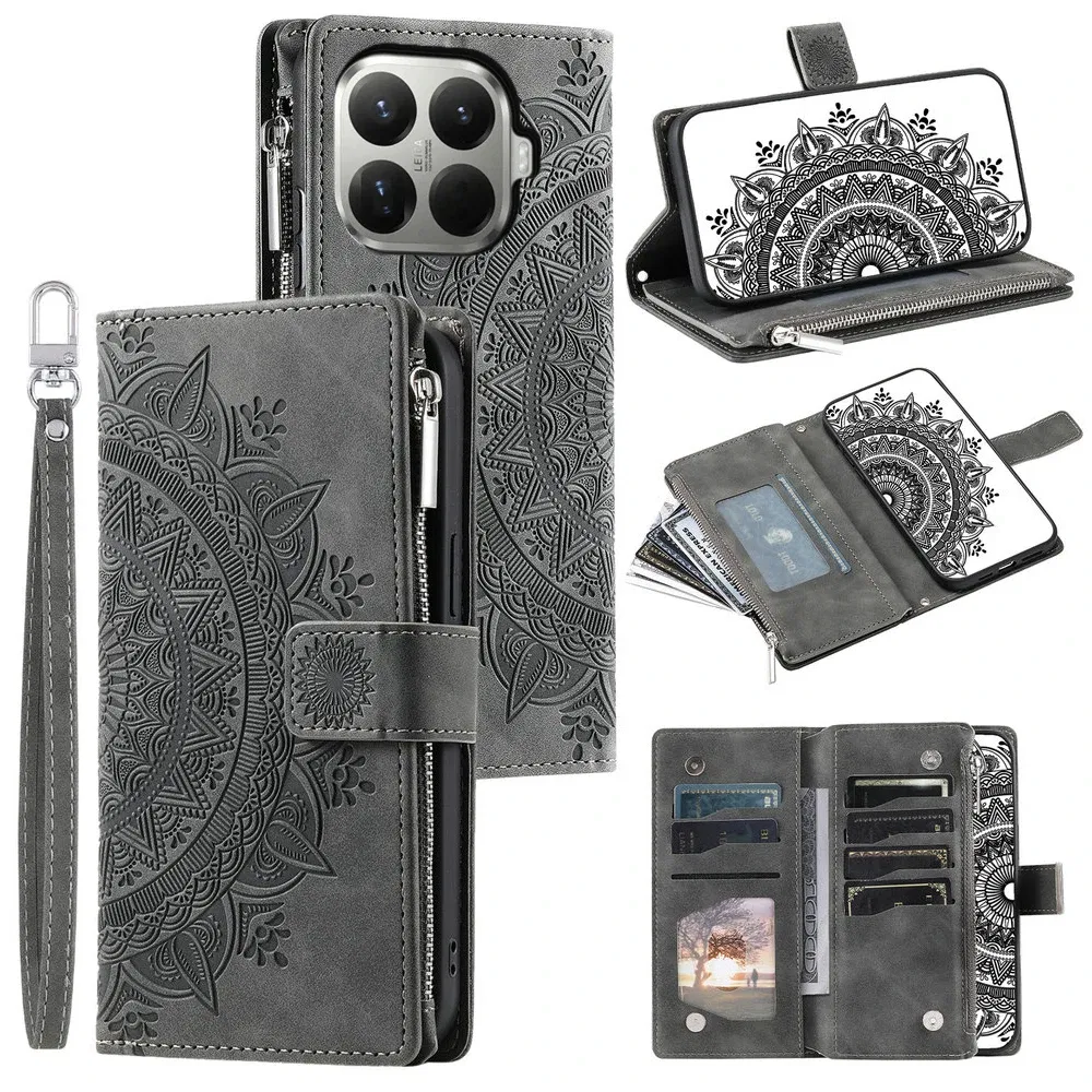 Color: Blue, Bundle: Case & Strap, Compatibility by Model: Xiaomi 15T Pro - For Xiaomi 15T Pro 5G 2025 Leather Wallet Case 8-Card Crossbody Bag Funda Xiaomi 15T Pro Case Mi 15T 15 T T15 15TPro Phone Cover