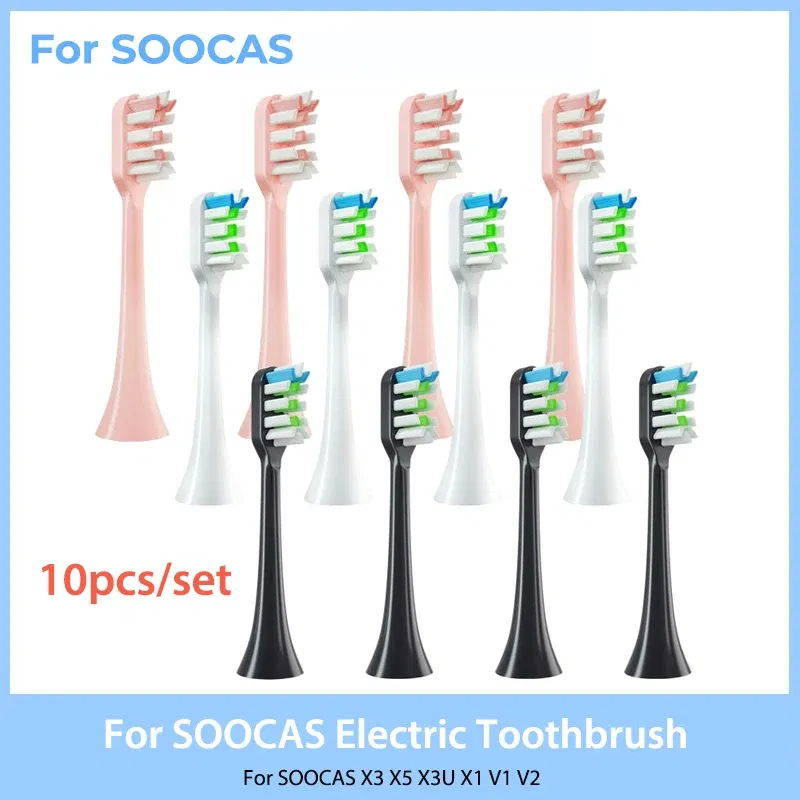 Color: Blue - Replacement Brush Heads for Xiaomi SOOCAS X3 X5 V1 X3U Soft Bristle 10 Pieces Electric Toothbrush Dupont Bristle Sealed Packed