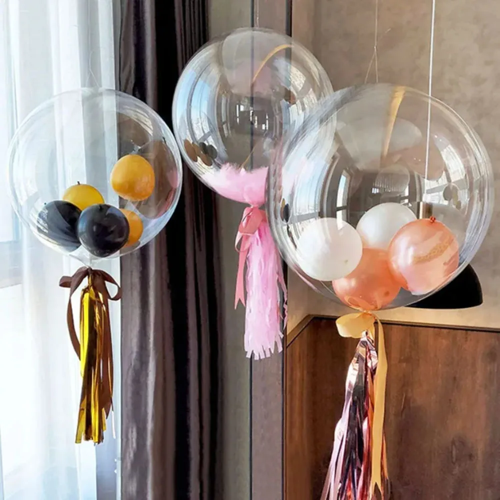 Color: Laser, Ballon Size: 12INCH - 10pcs Transparent Bubble Balloon 8/10/12/16/18/20/24/36inch Bobo Balloon For Wedding Birthday Party Balloon