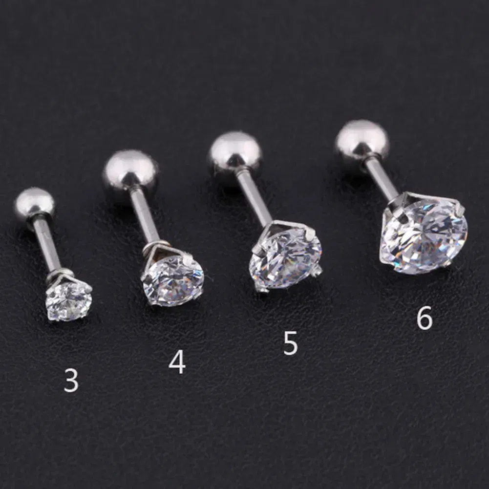 Metal Color: Gold-color, Main Stone Color: green - 1Pc Small Round Cz Tragus Cartilage Titanium Steel 16G 4 Prong Ear Stud Earrings Tragus Helix Piercing Jewelry Sexy Body Jewelry