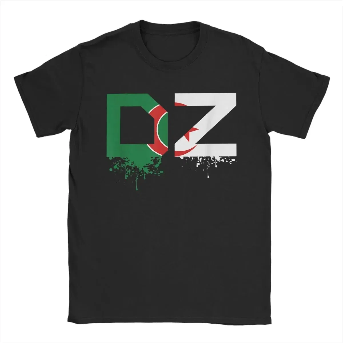 Color: Champagne, Size: L - Men Algeria DZ City Algerian T Shirts Africa Arab Pure Cotton Clothes Hipster Short Sleeve Crewneck Tees Gift Idea T-Shirt