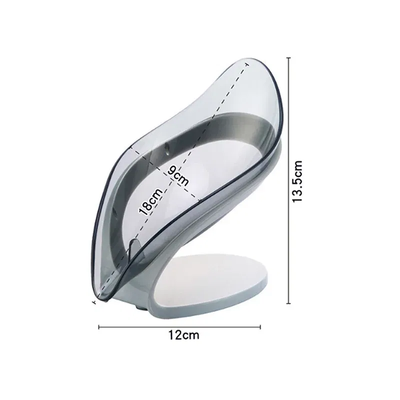 Color: Light Grey - Bathroom Soap Holder Leaf Shape Dish Soap Kitchen Sponge Soap Box Storage Non-slip Drain Soap Case Container Bathroom accessorie