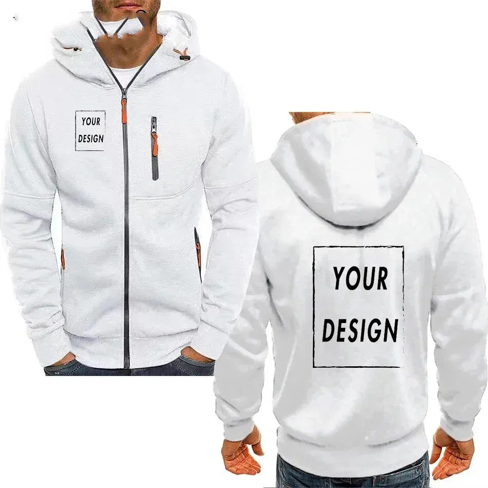 Color: green, Size: XXL - Men's Hooded Jacket with Pocket Zipper, Customized Image Text with Personalized Logo, Casual Sports Streetwear, Men's Wool Sweat