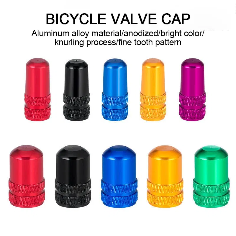 Color: black - 2pc Bicycle Valve Cap Aluminum Alloy Presta/Schrader Road Mountain Bike Tire Valve Cap Dust Protection Cover Bicycle Accessories