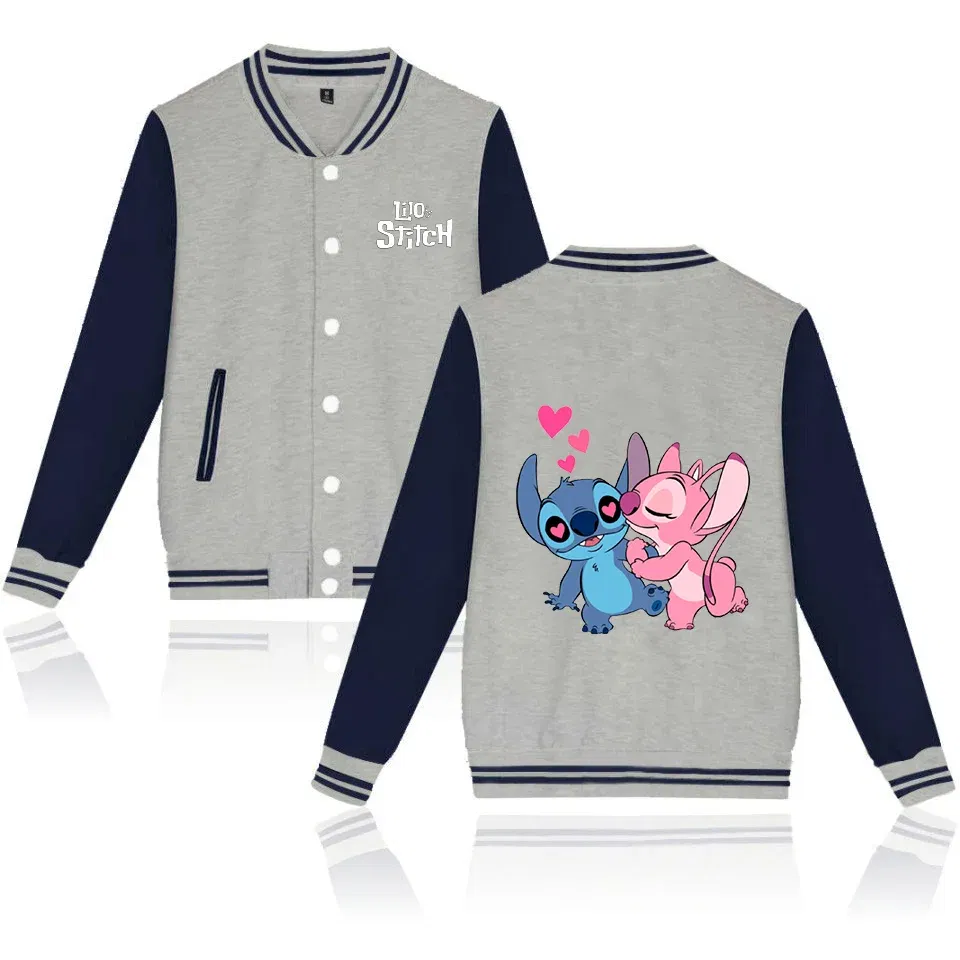 Color: Gold, Size: 7XL - Lilo Stitch Baseball Jacket Men Women Hip Hop Harajuku Jackets Streetwear Kids Boys Girls Loose College Coats