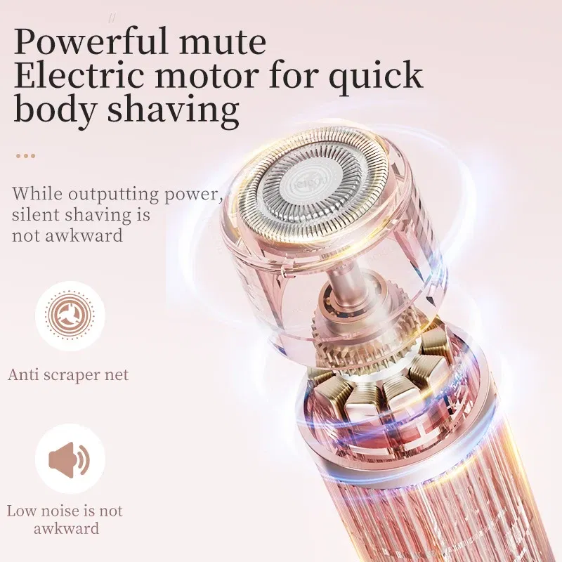 Color: PURPLE - Electric Shaver for Women Bikini Trimmer Facial Mustache Hair Removal Razor Ladies Face Underarm Legs Electric Painless Epilator