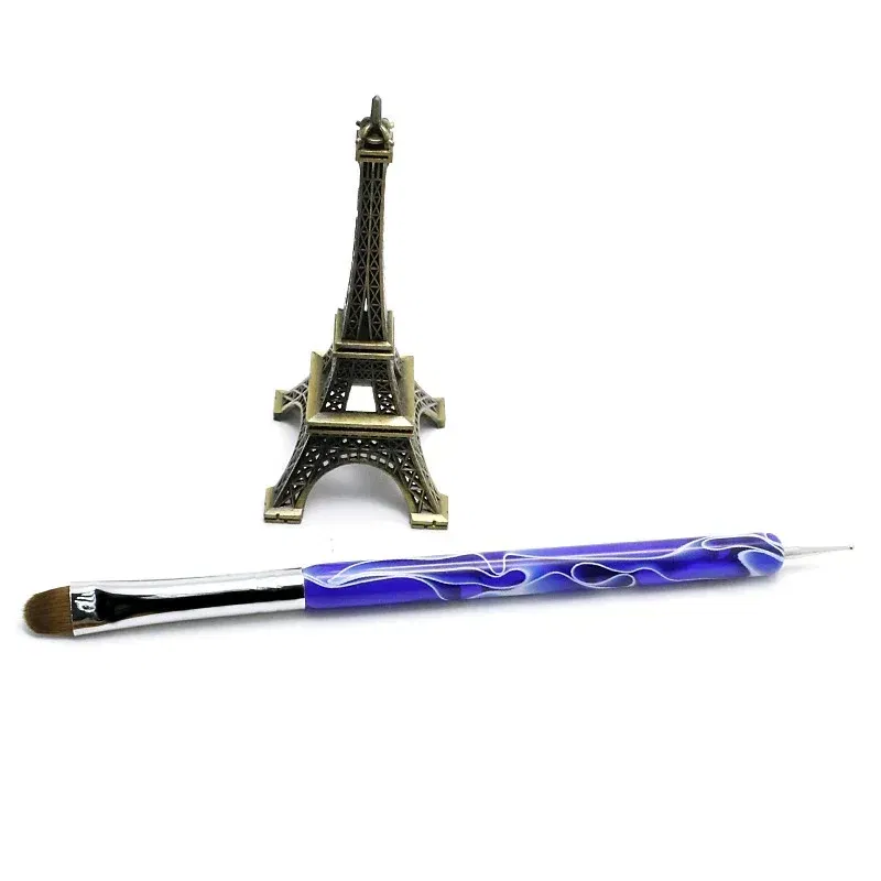 Color: PURPLE - TIANMI Kolinsky French Nail Art Brush Dual End Nail Art Dotting Pen Acrylic Drawing Rhinestone UV Gel Painting Manicure Tool