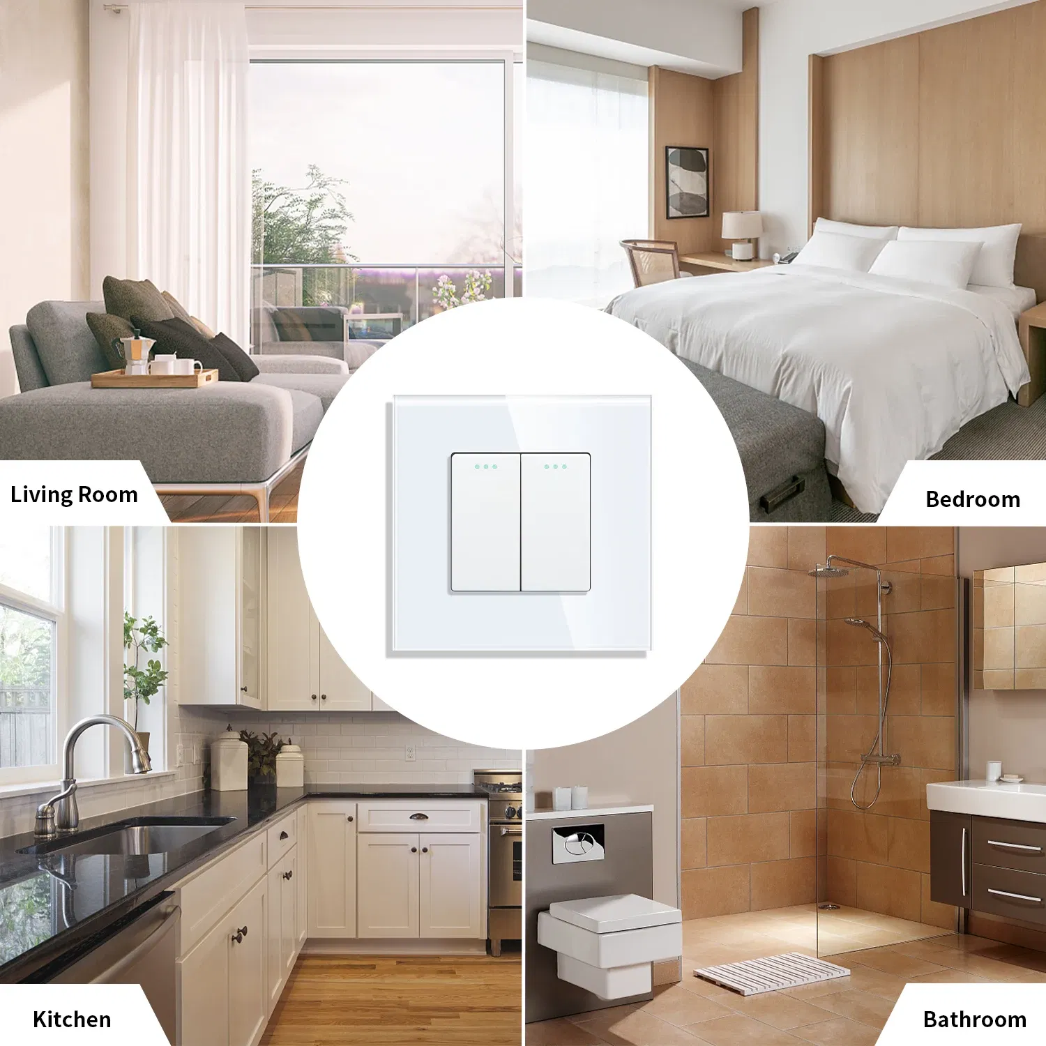 Color: Blue, Size: L, Ships From: CHINA - Bingoelec Push Button Switch 1/2/3 Gang 1 Way 2 Way 3 Way EU Standard Home light Switch Crystal Glass Panel Wall switch