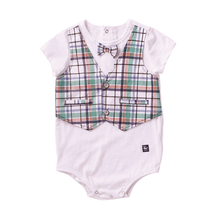 Chequered Waistcoat Short Sleeve Bodysuit | 6-9m