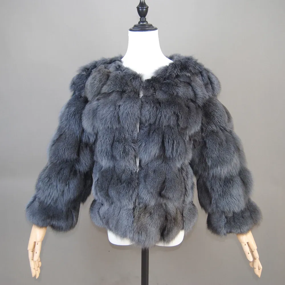 Color: Beige, Size: M - 2025 New Style Real Fur Coat 100% Natural Fur Jacket Female Winter Warm Leather Fox Fur Coat High Quality Fur Vest