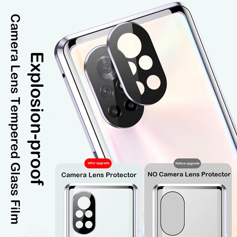 Color: PURPLE, Material: Denim - Phone Case Shell Double sided Protection Cover For Huawei P30 Pro P40 Pro Plus P40 Lite 5G Magnetic Adsorption Phone Sleeve bag