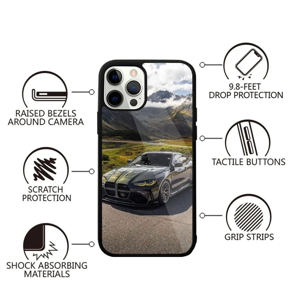 Color: Blue, Material: Aluminum - Blue Red Car for B-BMW Phone Case Strong Magnetic For IPhone 15,14,13,Pro,Max,Plus,11,12,Mini For Magsafe Wireless Charging