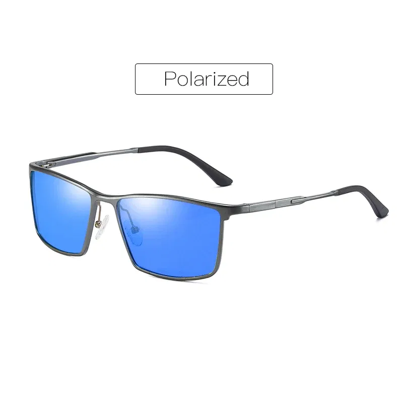 Lenses Color: Red, Frame Color: Blue - Men's sunglasses myopia with diopter polarized prescription glasses UC400 retro anti-glare driving goggles square black shades