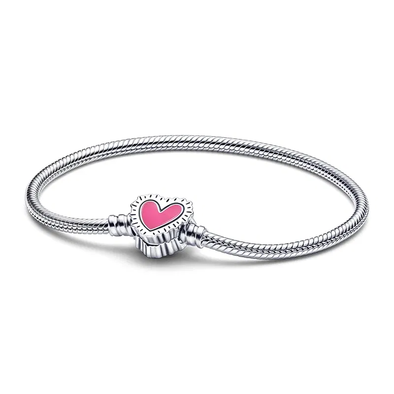 Gem Color: silver, Length: 17cm - 925 Silver Heart Snake Chain Bracelet For Women Infinite Knot Butterfly Infinity Clasp Femme Bracelet Bangles Jewelry Gift