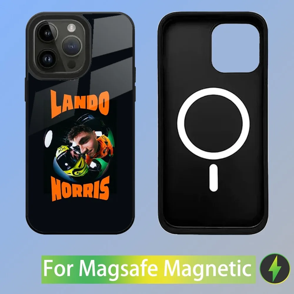 Color: Gold, Material: Plastic - F1 Formula 1 L-Lando Norris Phone Case For iPhone 16,15,14,13,12,11,Plus,Pro,Max Mini Magsafe Magnetic Wireless Charging