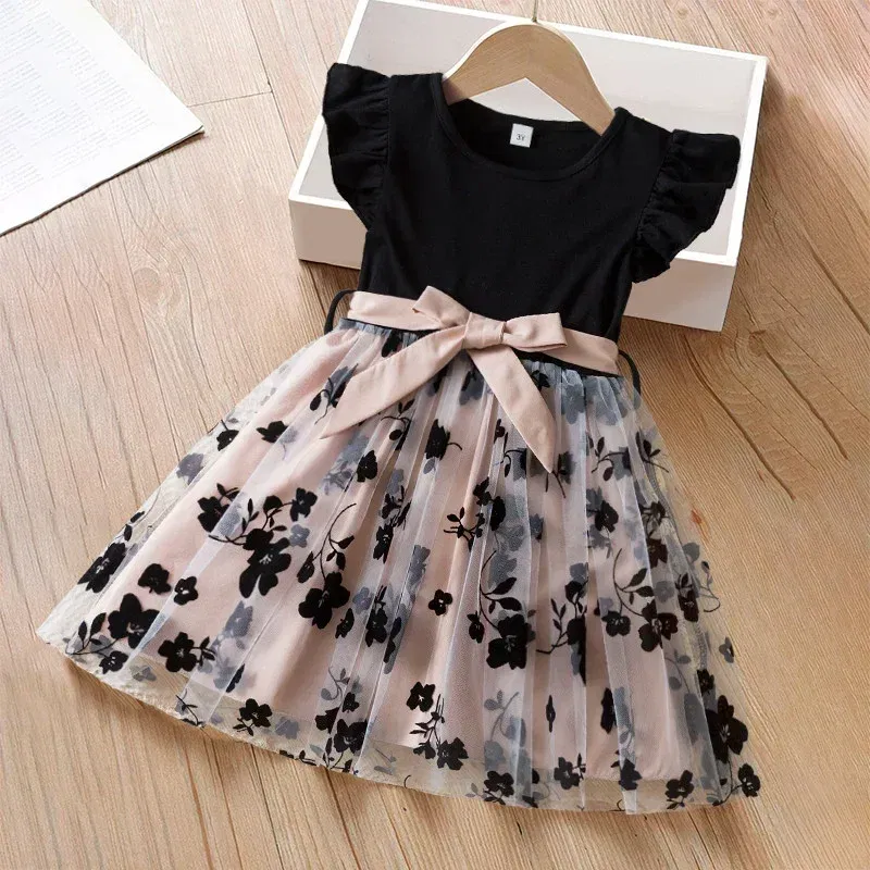 Color: Blue, Kid Size: 7 - Spring Autumn Full Sleeve Dress for Girls 3 to 8 Yrs Flower Girl Dress Children's Casual Clothing New Long Seelve Princess Dress