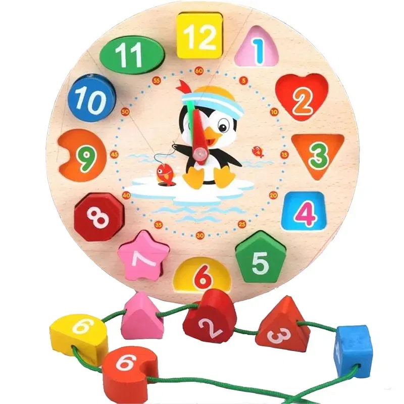 Color: Watermelon red - Baby Wooden Puzzles Montessori Toys 1 2 Years Toddler Toys Hand Grab Board Alphabet Number Cognition Learning Educational Toys