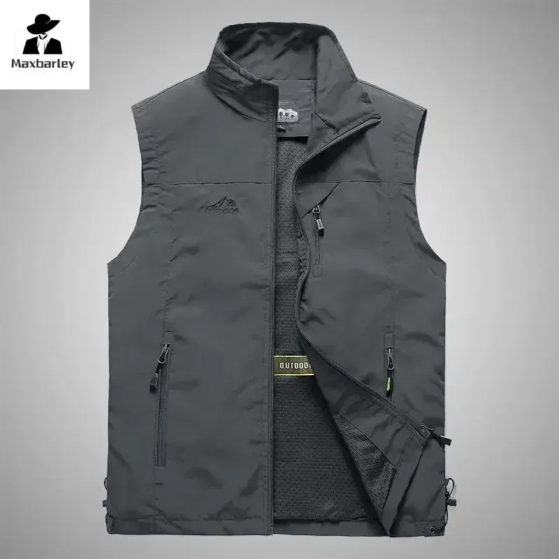 Color: Blue, Size: XS?€old?‰ - Autumn Men Waistcoat Outdoor Leisure Solid Sleeveless Jacket Young Middle-aged Photography Fishing Casual Vest Male summer