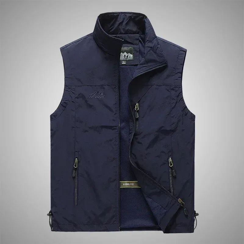 Color: Blue, Size: XS?€old?‰ - Autumn Men Waistcoat Outdoor Leisure Solid Sleeveless Jacket Young Middle-aged Photography Fishing Casual Vest Male summer