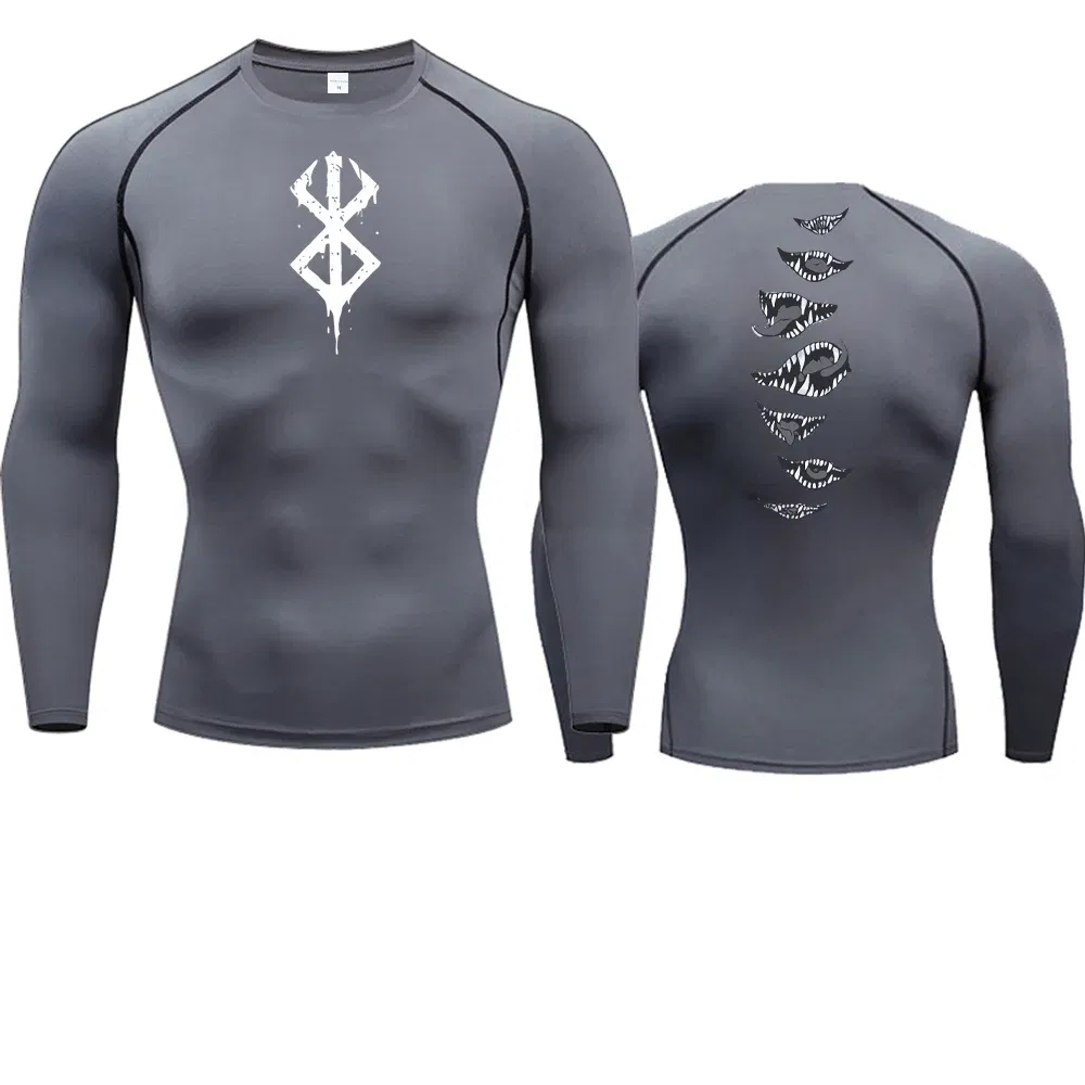 Color: Red, Size: M - 2024Anime Berserk Guts Men's Compression Shirt Fitness Sport Running Tight Gym TShirts Athletic Quick Dry Tops Tee Summer