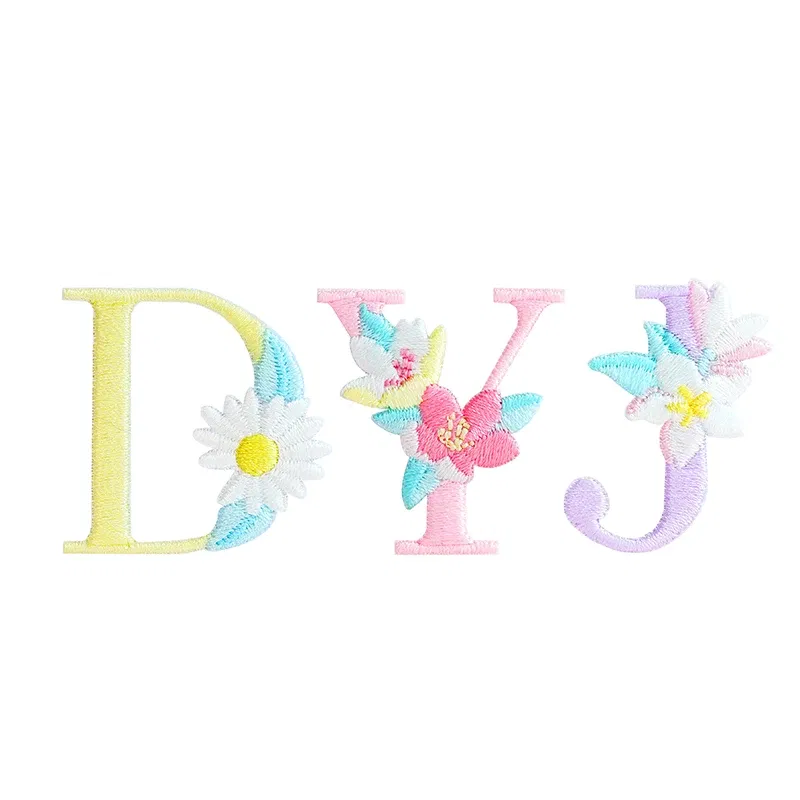 Color: Dark blue - 1 Piece Fashion Cute Letters Patch for Clothing Applique Jeans DIY Accessories Iron on Fabric Stickers