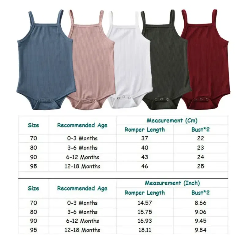Color: Red, Kid Size: 3M - 2020 Infant Baby Square Collar Bodysuits Newborn Baby Boy Girl Sling Romper Bodysuit Jumpsuit Outfit Clothes Set