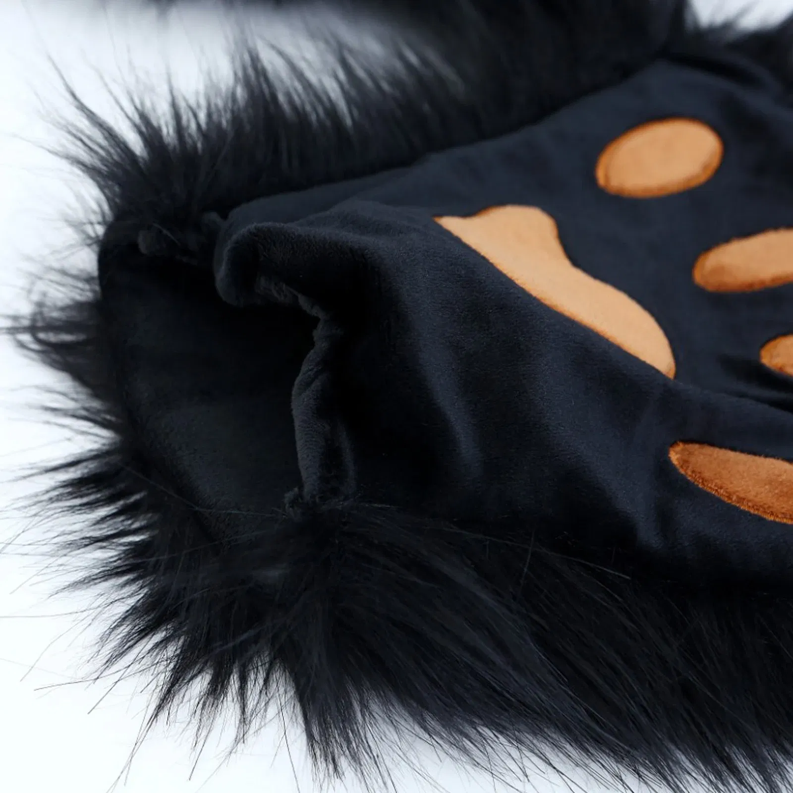 Color: green, Gloves Size: One Size - Wolf Paw Gloves Faux Fur Cat Fingerless Mittens Winter Warm Cosplay Halloween Fancy Party Costume Accessories
