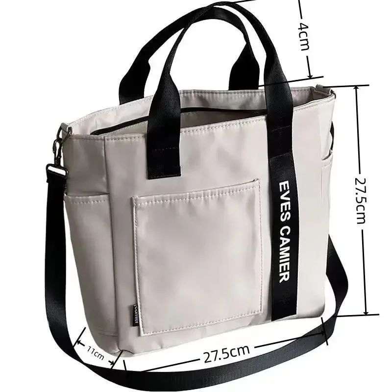 Color: SKY BLUE - New Casual Tote Large Capacity Shoulder Bag Nylon Waterproof Canvas Handbag Simple Fashion Messenger Bags For Schoolgirl