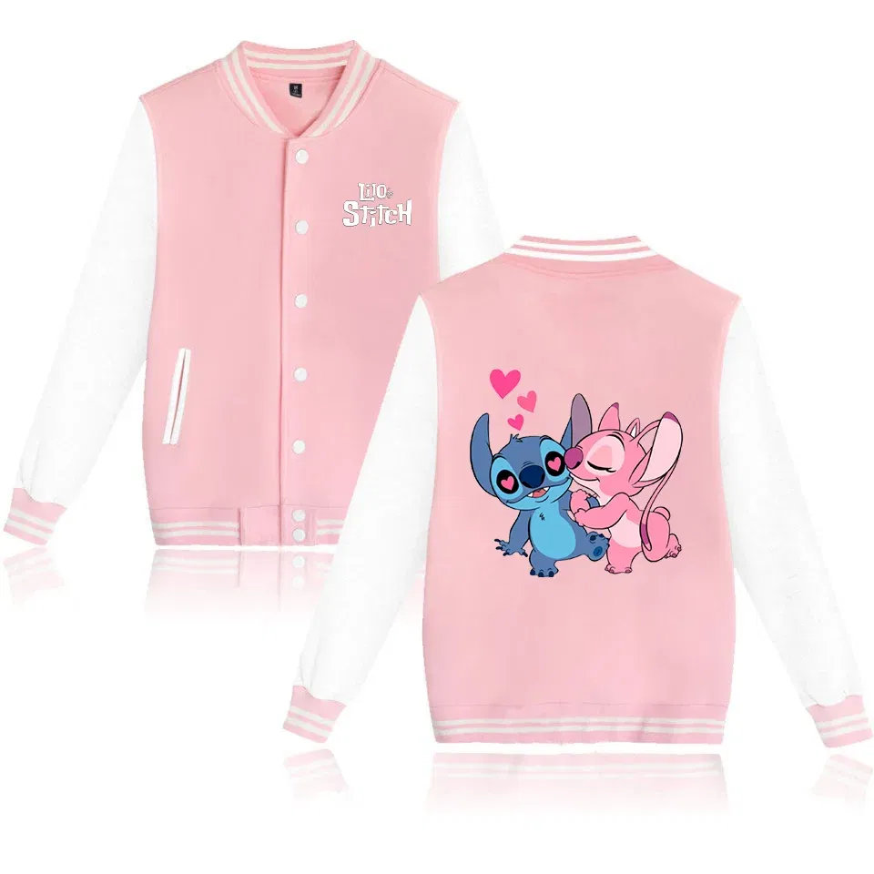 Color: Turquoise, Size: XXXL - Lilo Stitch Baseball Jacket Men Women Hip Hop Harajuku Jackets Streetwear Kids Boys Girls Loose College Coats