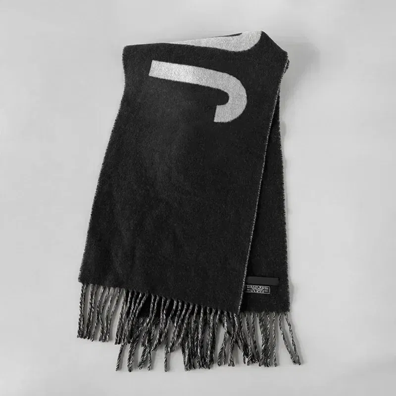 Color: Brown - 2025 100% wool scarf for women luxury brand winter thick warm neck scarves monogram high quality ladies fashion cashmere shawl
