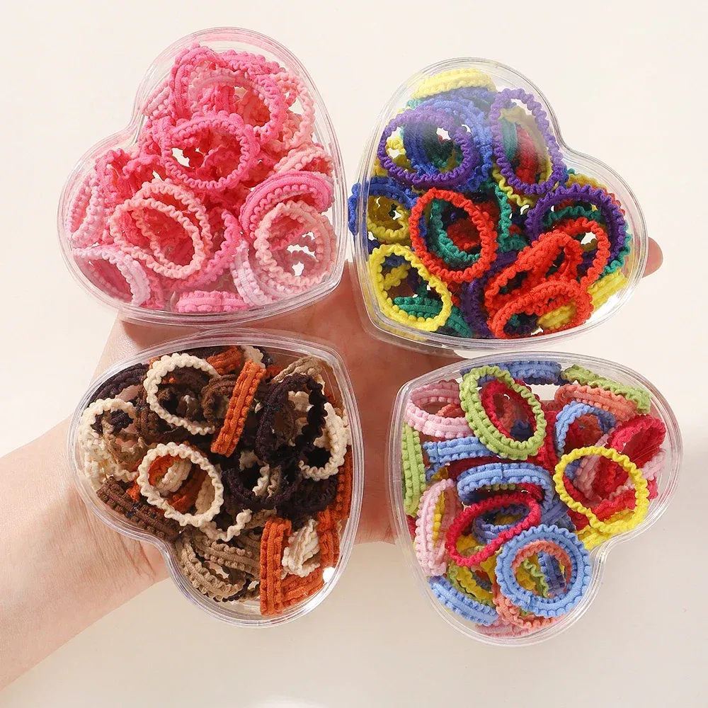 Color: Dark Grey - 40/60pcs Kids Small Rubber Bands Girls Hair Ties Headbands Non Damaging Tie Ponytail High Elastic Durable Colorful Hair Rope Set