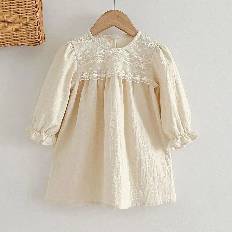 Color: Red, Kid Size: 4 - Spring Autumn Kids Baby Girls Long Sleeve Sweet Lace Princess Dress New Kids Baby Girls Dress Children Clothes Dress