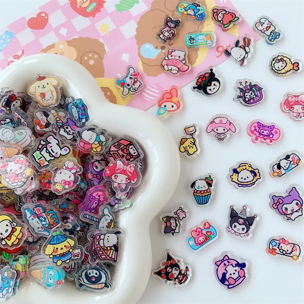 Color: Green, Size: 12" - 2cm 100g Sanrio Kuromi Hello Kitty Crayon Shin-chan Anime Collection Acrylic Pendant DIY Accessory Keychain PP Clip Patch