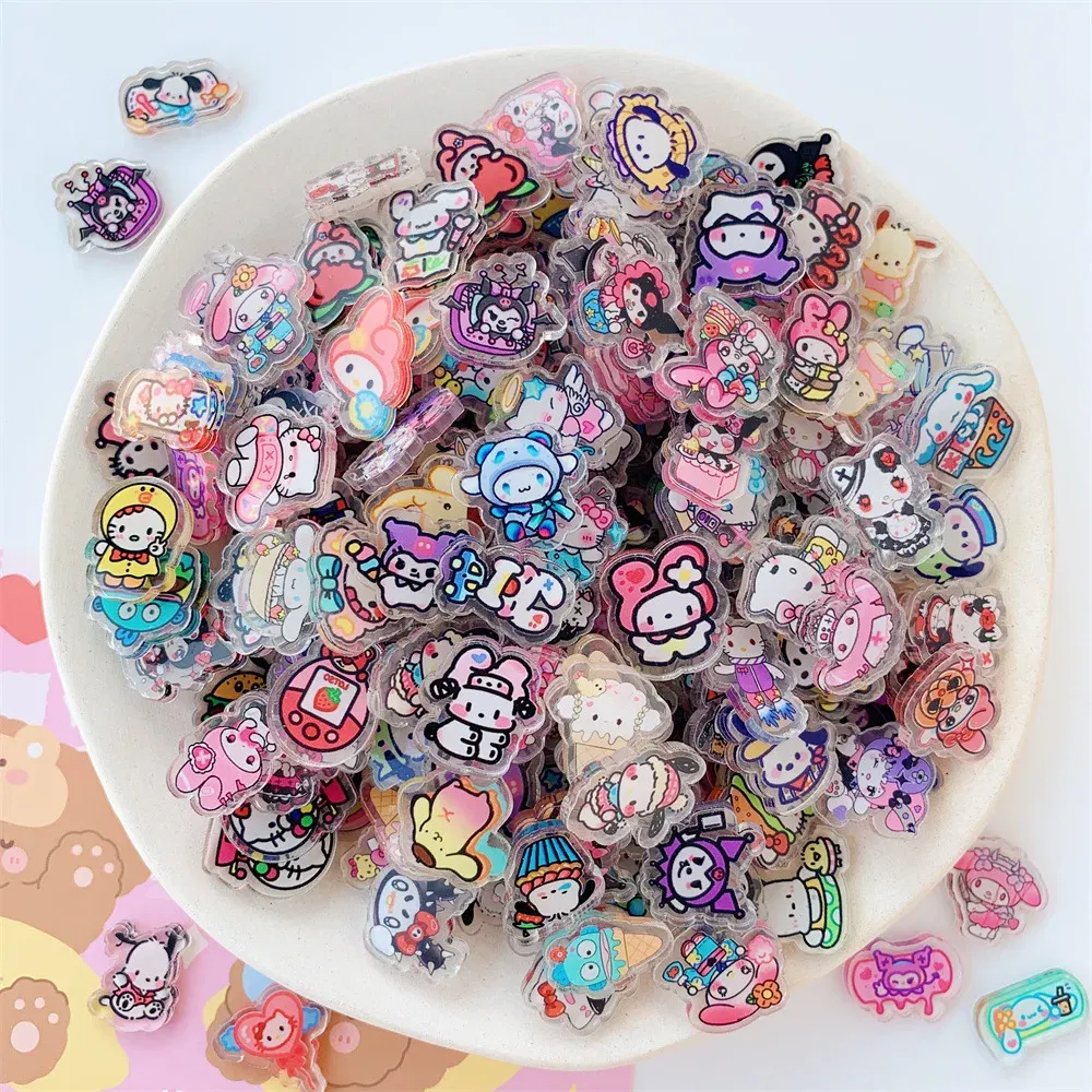 Color: Green, Size: 12" - 2cm 100g Sanrio Kuromi Hello Kitty Crayon Shin-chan Anime Collection Acrylic Pendant DIY Accessory Keychain PP Clip Patch