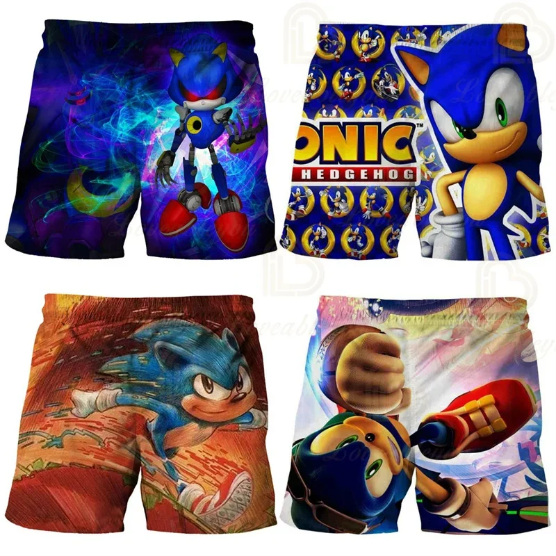 Color: Blue, Kid Size: 4 - New Anime Kids Sonic Shorts Fashion Boys Girls Clothes Harajuku Cute Baby Cartoon Casual Summer Boy Boy Beach Pants