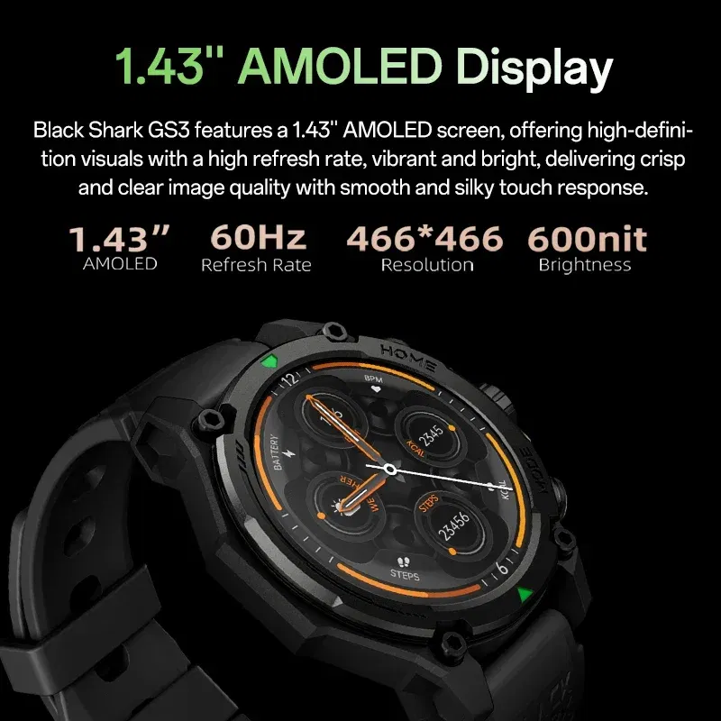 Color: Pink, Ships From: CHINA - [World Premiere]Blackshark GS3 Smart Watch Global Version 1.43"AMOLED Display GPS Satellite Positioning 21 Day Battery Life 5ATM
